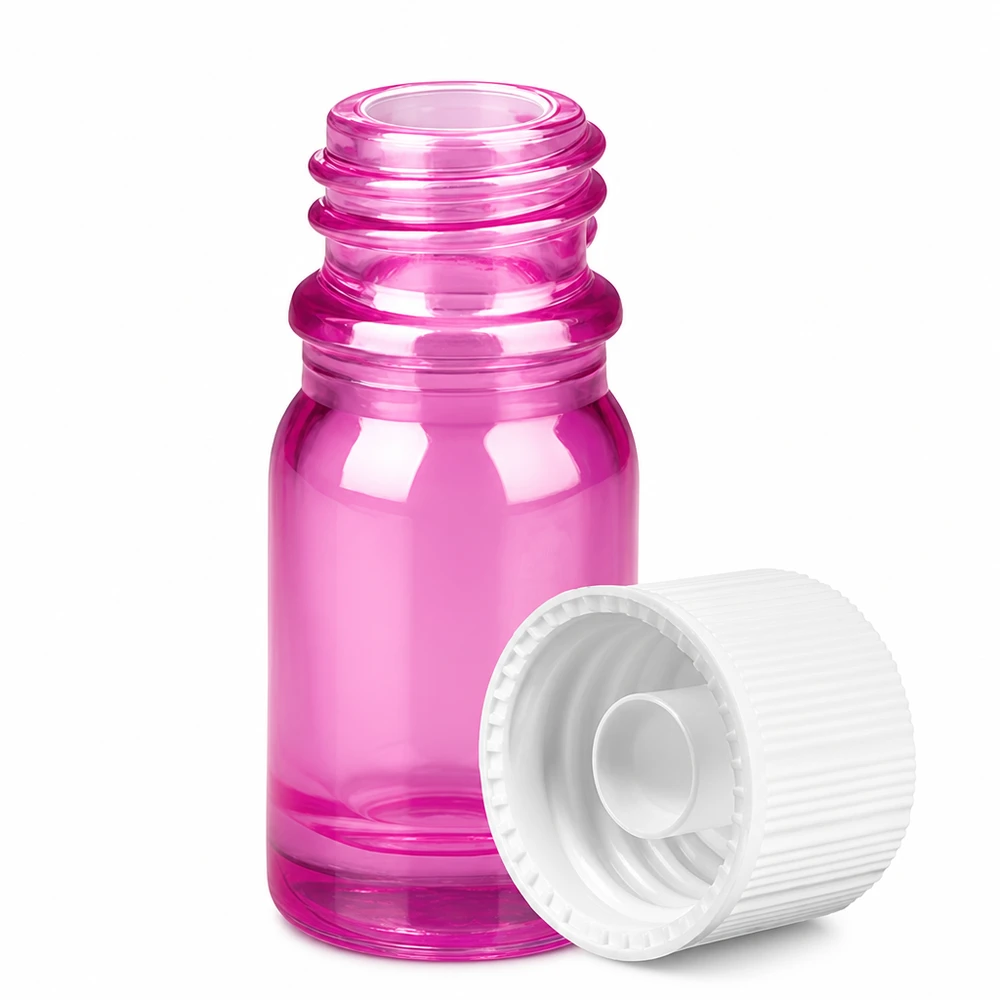 Butelka 5 ml z zakrętką 11 mm biała standard PurpleLine UT18/5 Mała szklana buteleczka o pojemności 5 ml z białą nakrętką do olejków eterycznych i esencji