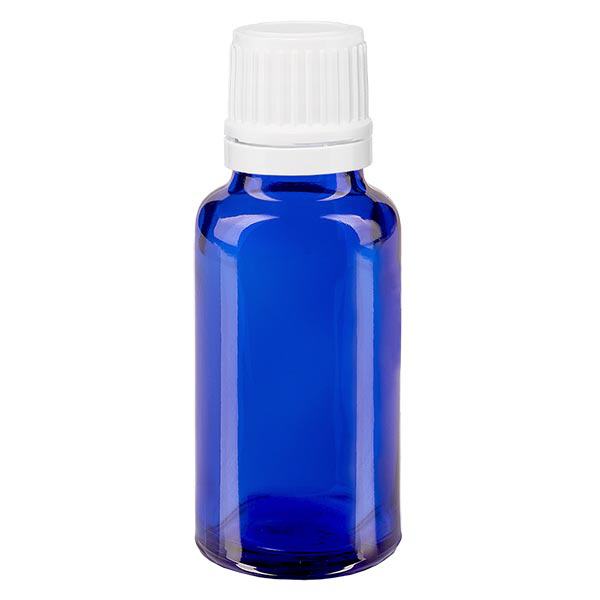 Butelka apteczna niebieska 20ml zakrętka biała OV Butelka apteczna niebieska 20ml zakrętka biała OV