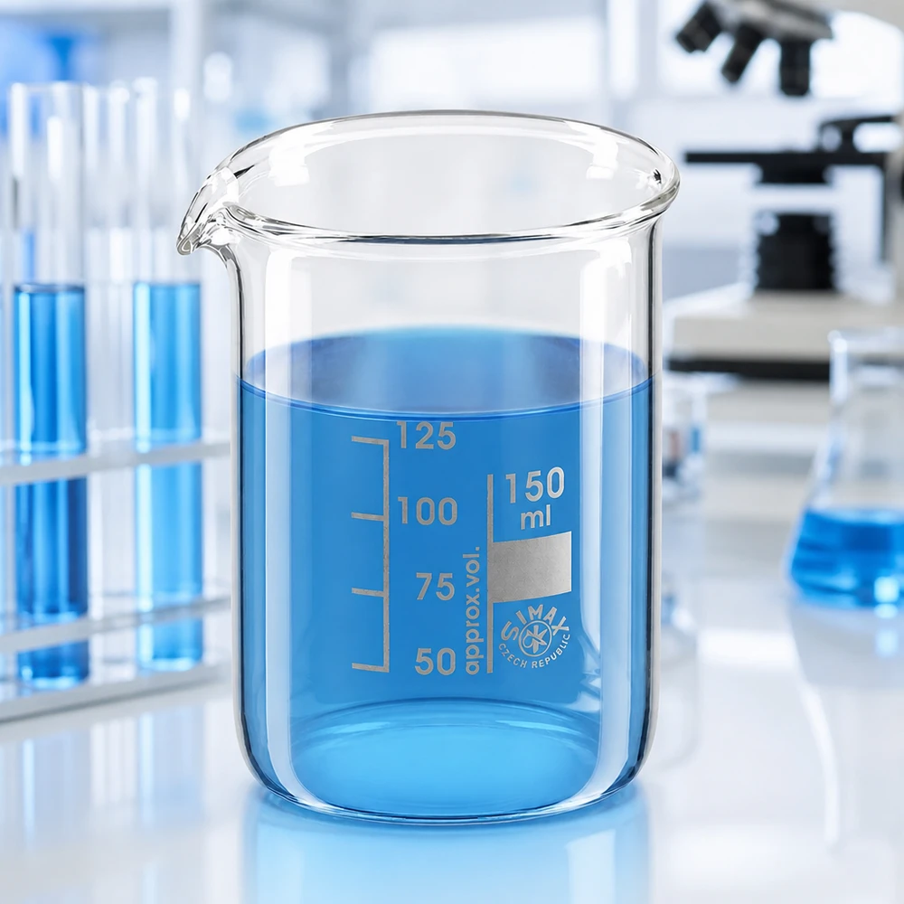 Zlewka niska 150 ml ze szkła borokrzemowego z precyzyjnym skalowaniem do eksperymentów chemicznych