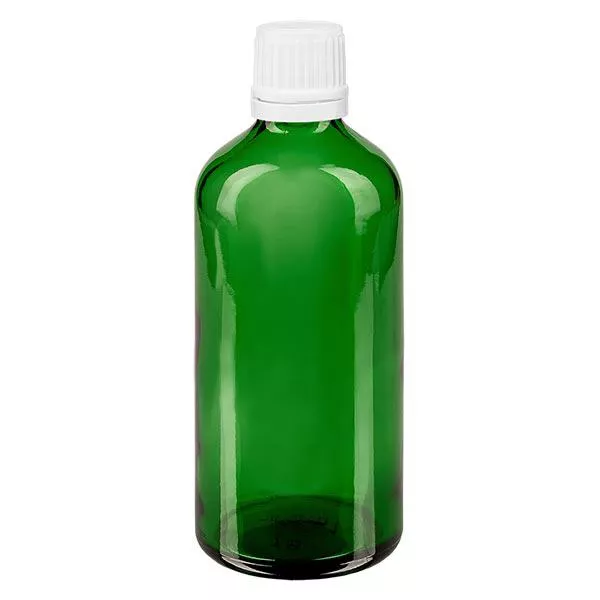 Butelka apteczna zielona 100ml drip v. 1,2 mm biały OV Butelka apteczna zielona 100ml drip v. 1,2 mm biały OV