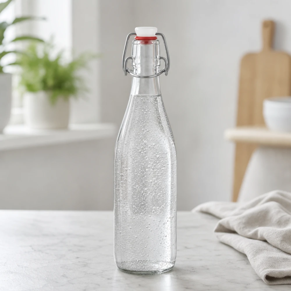 500ml szklana butelka swing top wypełniona wodą gazowaną nowoczesna kuchenna butelka do picia butelka wody gazowanej