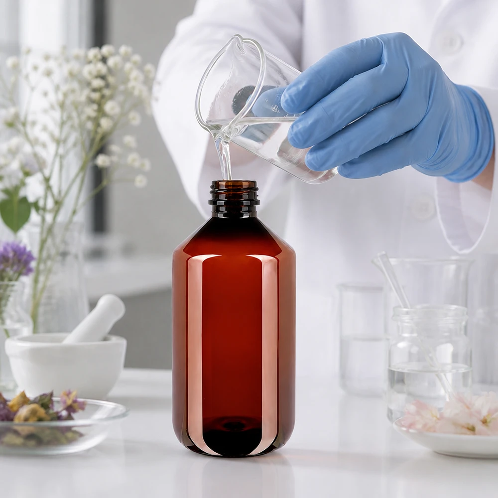 Butelka PET 500 ml z brązową nakrętką Standard Robuste 500ml PET Vorratsflasche braun mit standardisiertem Verschluss für Naturheilkunde