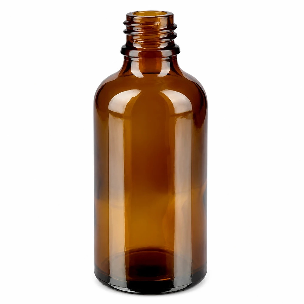 50 ml butelka z pipetą, biała/niebieska OV BrownLine UT18/50 Butelka z bursztynowego szkła o pojemności 50 ml z gwintowaną szyjką do końcówek do pipet z serii BrownLine