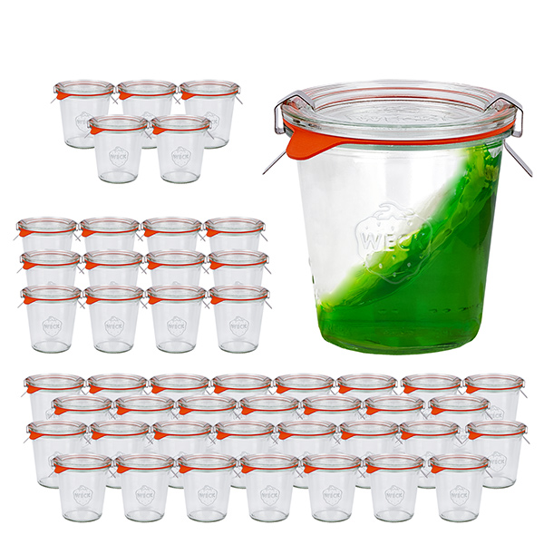 Zestaw 48 szklanek Weck o wysokości 290 ml i pojemności 1/5 l