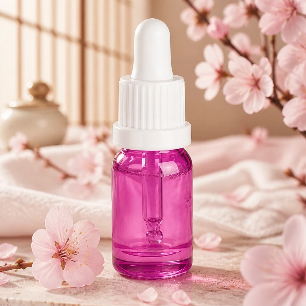 Butelka z pipetą 5ml biała oryginalna zakrętka PurpleLine UT18/5 Elegancka fioletowa butelka z pipetą 5 ml z białym zakraplaczem do olejków i esencji do pielęgnacji skóry