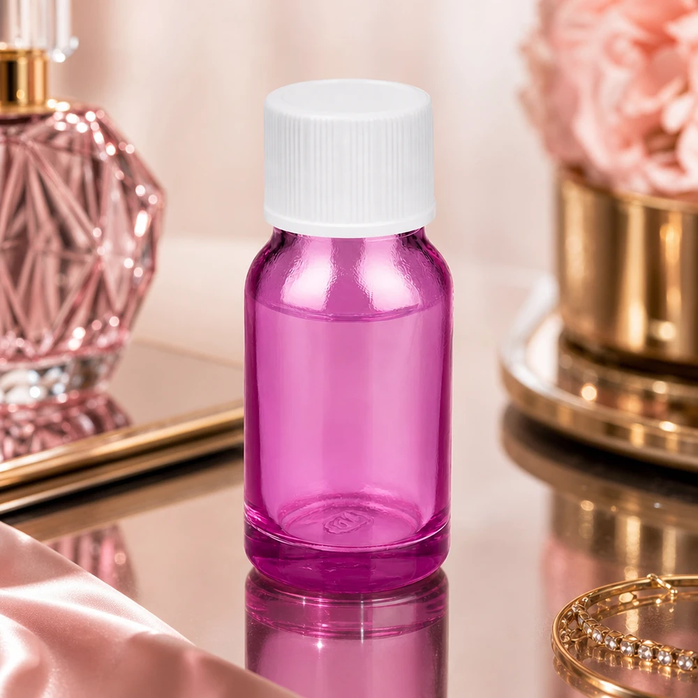 Butelka 10 ml z zakrętką 11 mm, biała, standardowa PurpleLine UT18/10 10 ml fioletowa szklana butelka z białą zakrętką, idealna do kosmetyków i serum DIY