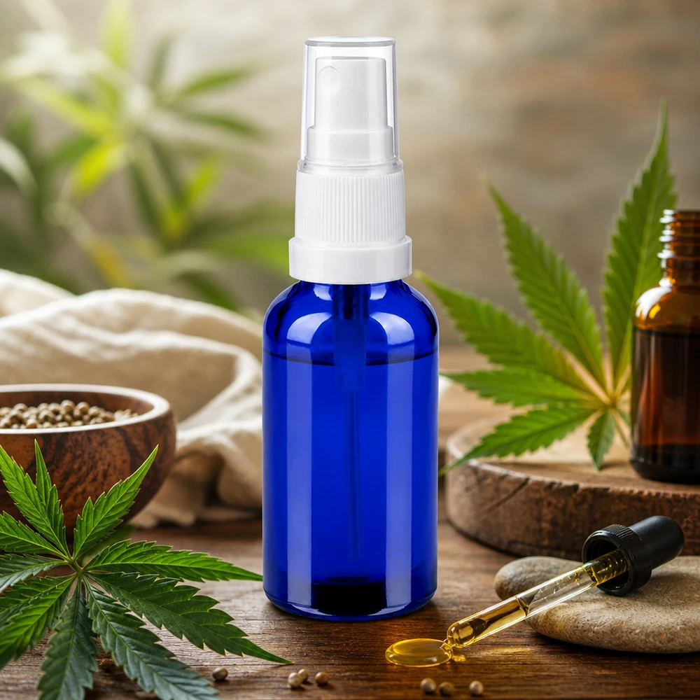 Butelka ze spryskiwaczem 30 ml biała/przezroczysta STD BlueLine UT18/30 30 ml niebieska szklana butelka z przezroczystą głowicą rozpylającą do naturalnej pielęgnacji skóry i dobrego samopoczucia