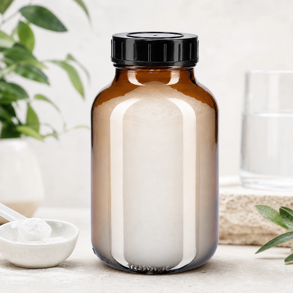 Butelka z szeroką szyjką o pojemności 1000 ml z bursztynowego szkła z zakrętką Butelka z szeroką szyjką o pojemności 1000 ml z bursztynowego szkła z zakrętką