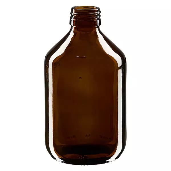 Butelka na leki 300ml brązowa, bez zakrętki PP28 ApoGlas. Farmaceutyczna jakość produkcji UE. Gwint 28 mm. (syrop, butelka z lekkiego szkła) Butelka na leki 300ml brązowa, bez zakrętki PP28 ApoGlas. Farmaceutyczna jakość produkcji UE. Gwint 28 mm. (syrop, butelka z lekkiego szkła)