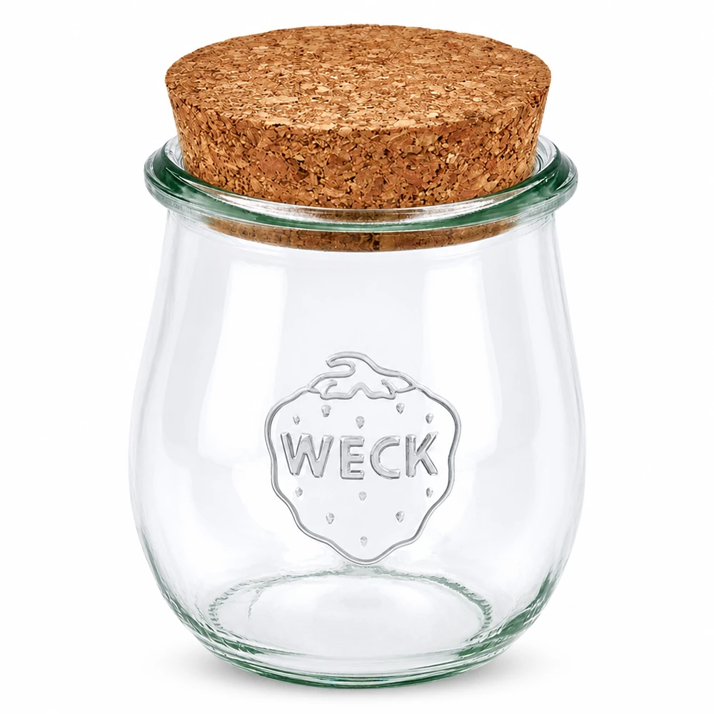 Słoik tulipan 220ml WECK RR60 z korkiem naturalny WECK słoik tulipan 220ml RR60 z naturalnym korkiem Słoik na przetwory wykonany z przezroczystego szkła