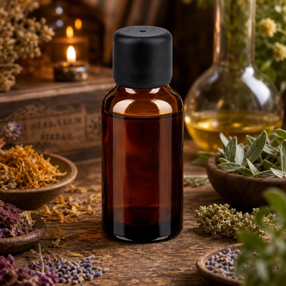 Butelka 20 ml 6 mm SV czarna STD BrownLine UT18/20 Szklana butelka do aromaterapii 20 ml w kolorze brązowym z czarną nakrętką na naturalne olejki i esencje