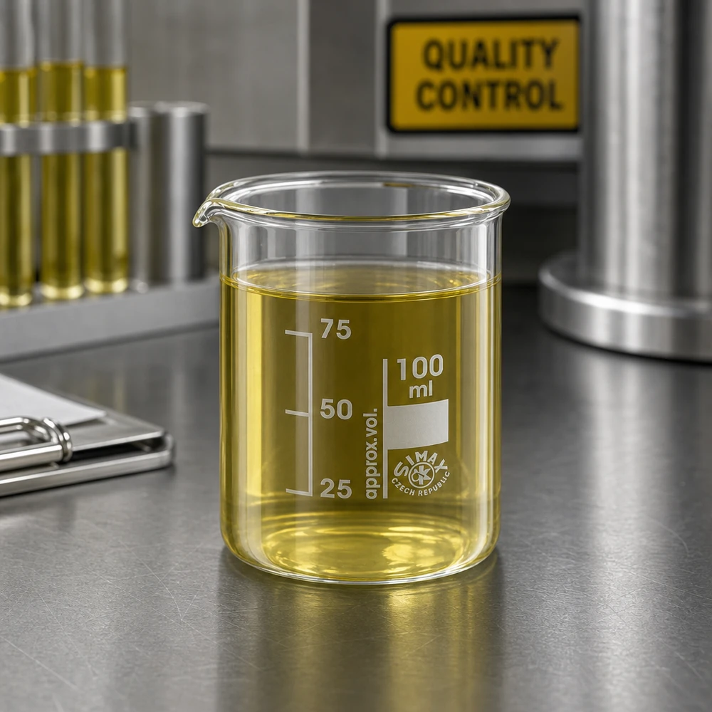 Zlewka 100 ml ze szkła borokrzemowego, niski kształt Zlewka z podziałką 100 ml wykonana z przezroczystego szkła borokrzemowego do kontroli jakości