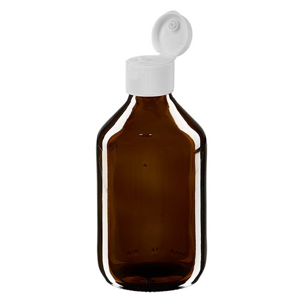 Butelka na lek 250 ml, brązowa, z klapką ApoGlas. Farmaceutyczna jakość produkcji UE. Gwint 28 mm (PP28). (syrop, butelka z lekkiego szkła) Butelka na lek 250 ml, brązowa, z klapką ApoGlas. Farmaceutyczna jakość produkcji UE. Gwint 28 mm (PP28). (syrop, butelka z lekkiego szkła)