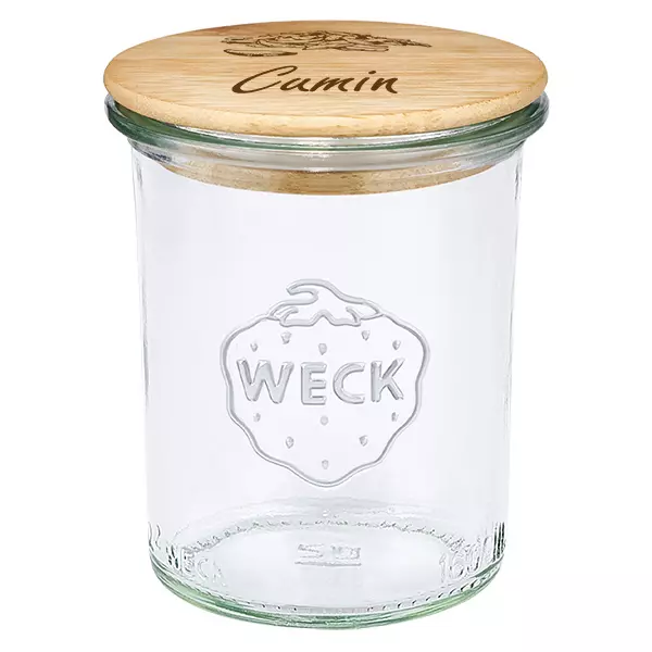Drewniana pokrywka „Kminek” z szklanym słoikiem WECK 160 ml