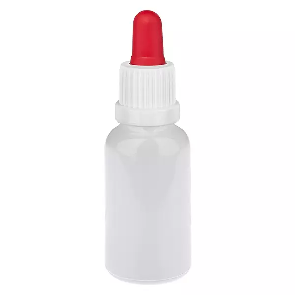 Butelka z pipetą 20 ml, biała/czerwona, zamknięcie zabezpieczające WhiteLine UT18/20