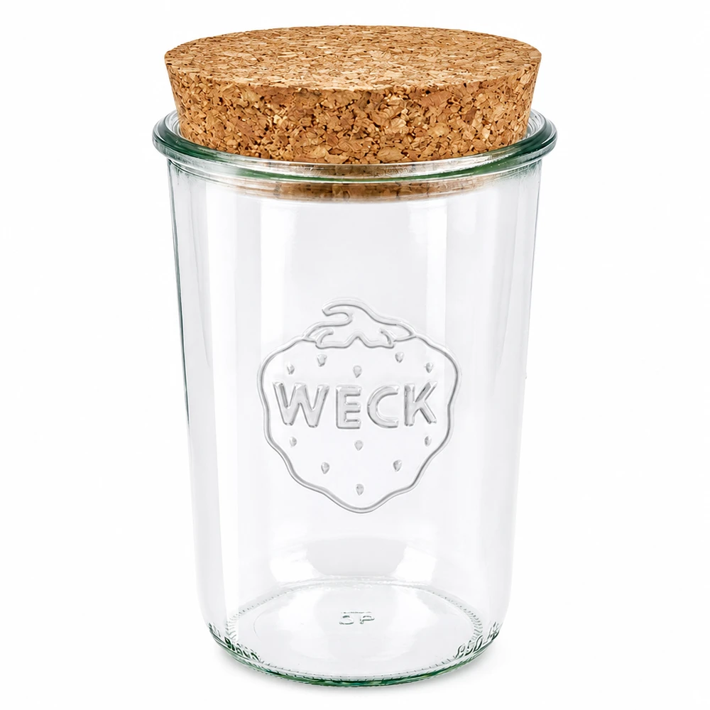 WECK słoik 850ml RR100 z pokrywką z naturalnego korka słoik na przetwory słoik do przechowywania przezroczysty
