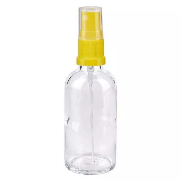 Butelka apteczna przezroczysta 50ml spray top żółta