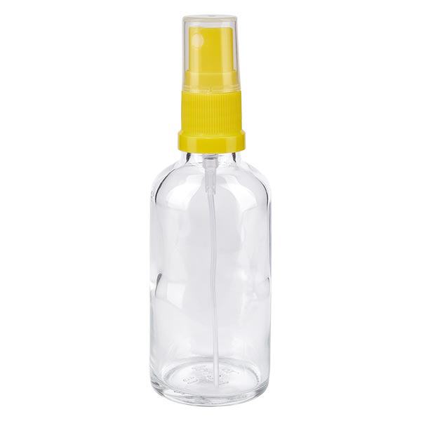 Butelka apteczna przezroczysta 50ml spray top żółta Butelka apteczna przezroczysta 50ml spray top żółta
