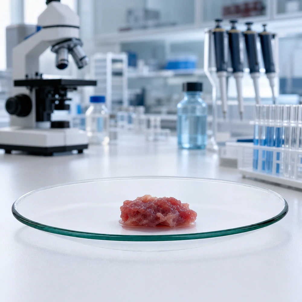 Precyzyjna szklana szalka zegarkowa o średnicy 90 mm z czerwoną substancją do profesjonalnych analiz laboratoryjnych