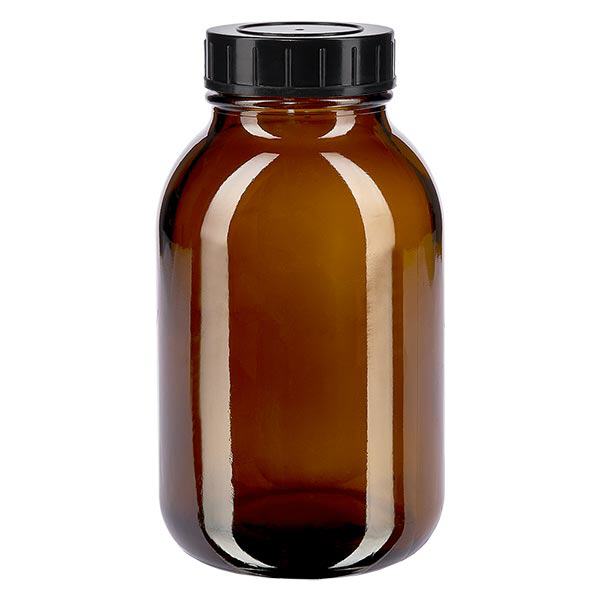 Butelka z szerok&#261; szyjk&#261; o pojemno&#347;ci 500 ml z bursztynowego szk&#322;a z zakr&#281;tk&#261;