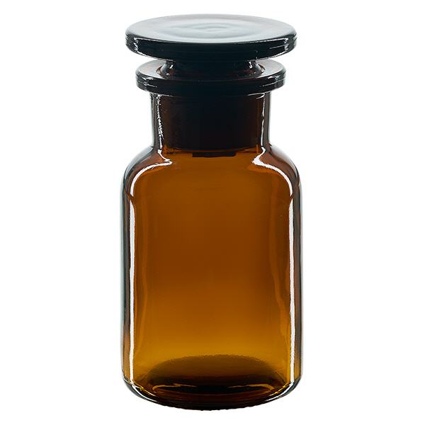 Okr&#261;g&#322;a butelka na rami&#281; 100 ml z br&#261;zow&#261; szerok&#261; szyjk&#261; i szklanym korkiem