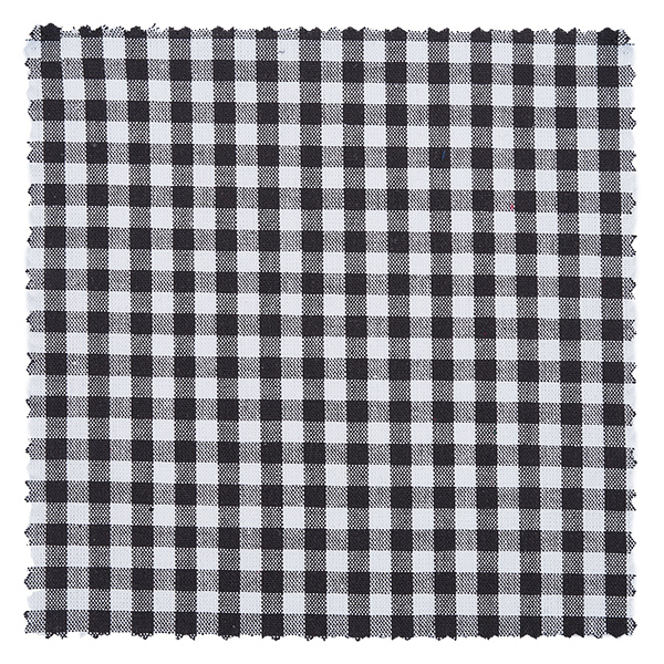 Tkanina serwetka w kratkę biały/czarny kwadrat 120x120mm Czarno-biała kraciasta tkanina w zbliżeniu, tkanina w kratkę Vichy na serwetkę jubilerską 12 cm kwadratowa dekoracja wiejskiego domu