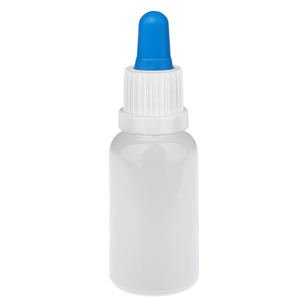 Butelka z pipetą 20 ml, biała/niebieska, zamknięcie zabezpieczające WhiteLine UT18/20 Butelka z pipetą 20 ml, biała/niebieska, zamknięcie zabezpieczające WhiteLine UT18/20