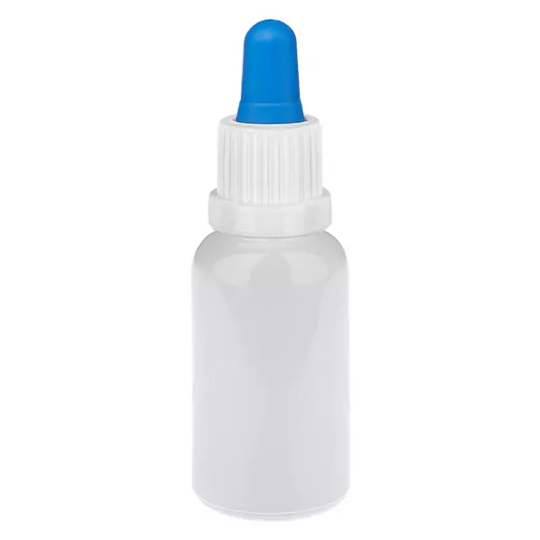 Butelka z pipetą 20 ml, biała/niebieska, zamknięcie zabezpieczające WhiteLine UT18/20