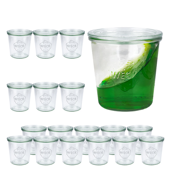 Zestaw 18 słoików Weck 580 ml, słoiki z pokrywkami i 18 szklanymi pokrywkami Zestaw 18 słoików Weck 580 ml, słoiki z pokrywkami i 18 szklanymi pokrywkami
