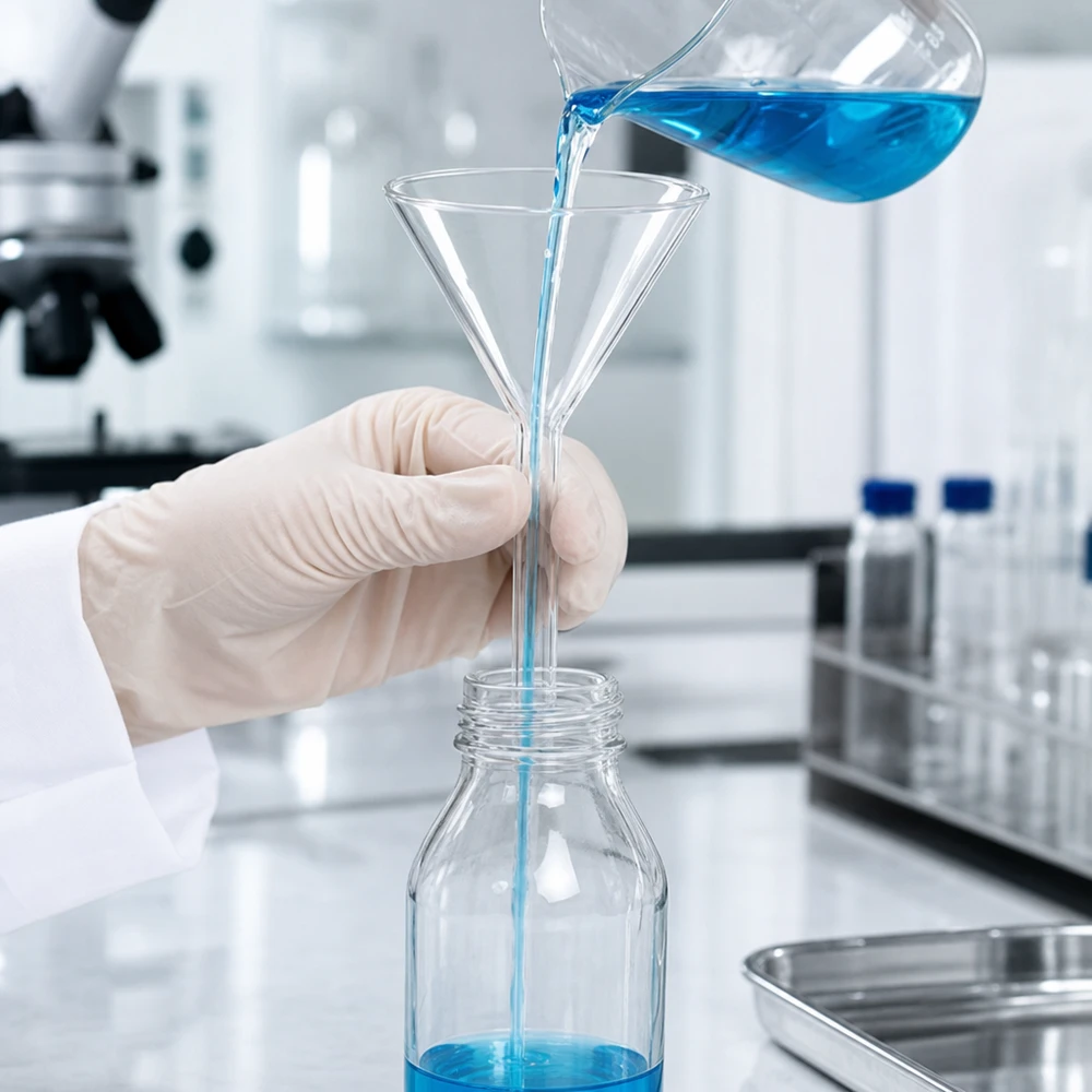 Lejek laboratoryjny wykonany ze szkła sodowo-wapniowego z kątem 60 stopni i otworem 60 mm do precyzyjnej dekantacji