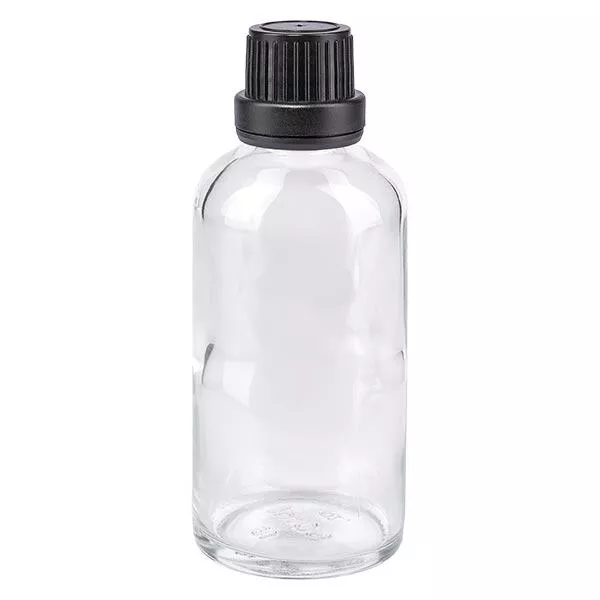 Butelka apteczna przezroczysta 50ml drip v. Pr. 2mm czarny OV
