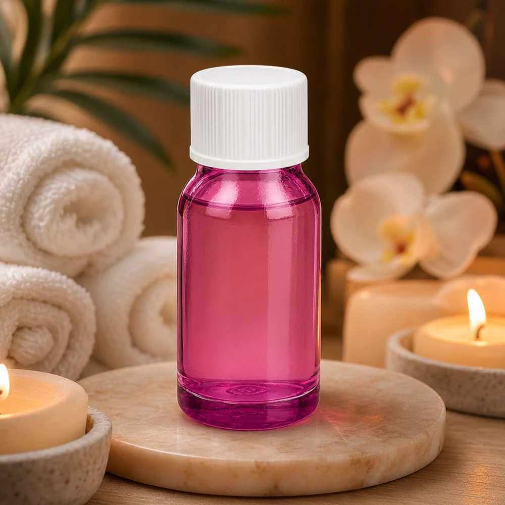 Wysokiej jakości fioletowa szklana butelka 10 ml z ochroną UV i białą zakrętką do produktów wellness