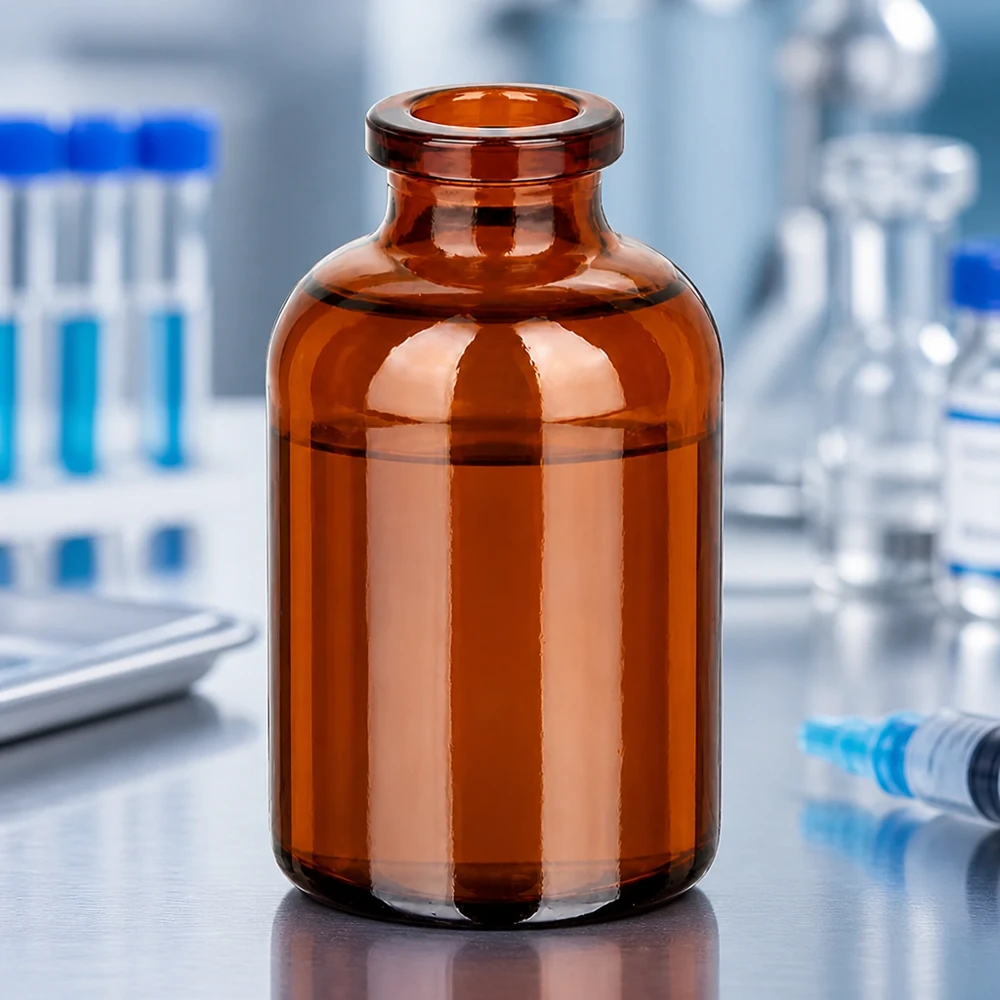 Butelka iniekcyjna z bursztynowego szkła 30 ml Bernsteinfarbene Injektionsflasche 30ml aus Typ-I-Glas für parenterale Arzneimittel