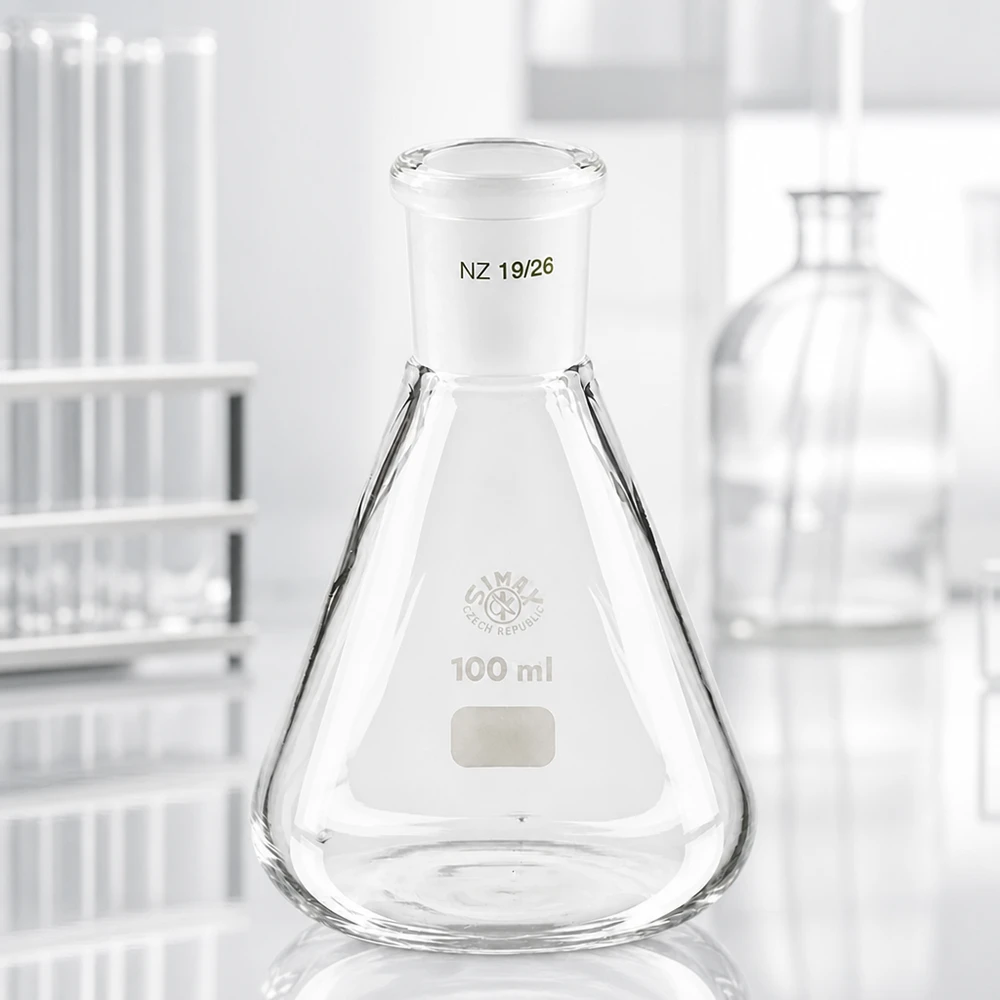 Kolba Erlenmeyera 100 ml ze standardowym szlifowanym złączem (19/26) Kolba Erlenmeyera 100 ml ze standardowym szlifowanym złączem (19/26)
