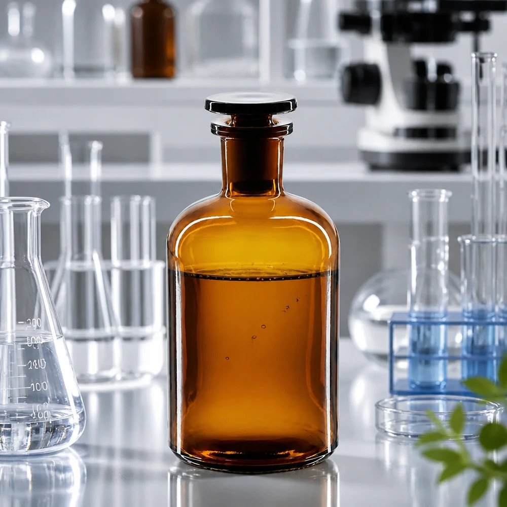 Okrągła butelka na ramię 250 ml z brązową wąską szyjką i szklanym korkiem Klasyczna butelka apteczna o pojemności 250 ml, z brązowego szkła, z wąską szyjką i szklanym korkiem, przeznaczona do przechowywania chemikaliów laboratoryjnych