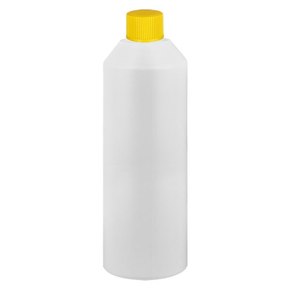 Butelka apteczna HDPE 250ml biała, z żółtym SV Butelka apteczna HDPE 250ml biała, z żółtym SV