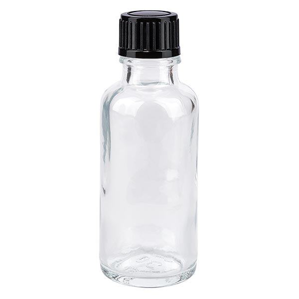 Butelka apteczna przezroczysta 30ml zakrętka czarna szt. Butelka apteczna przezroczysta 30ml zakrętka czarna szt.