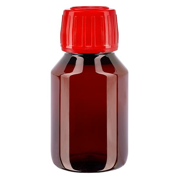 Butelka PET 50 ml z czerwoną nakrętką OV Butelka PET 50 ml z czerwoną nakrętką OV