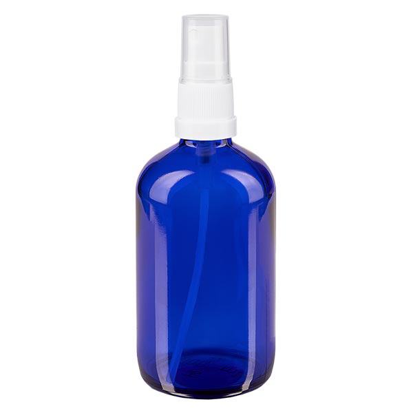 Butelka apteczna niebieska 100ml nasadka rozpylająca biała Butelka apteczna niebieska 100ml nasadka rozpylająca biała