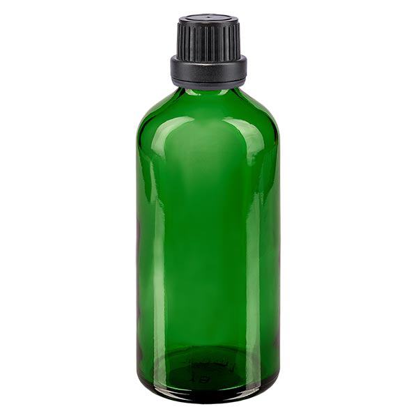 Butelka apteczna zielona 100ml zakrętka czarna szczelna OV Butelka apteczna zielona 100ml zakrętka czarna szczelna OV