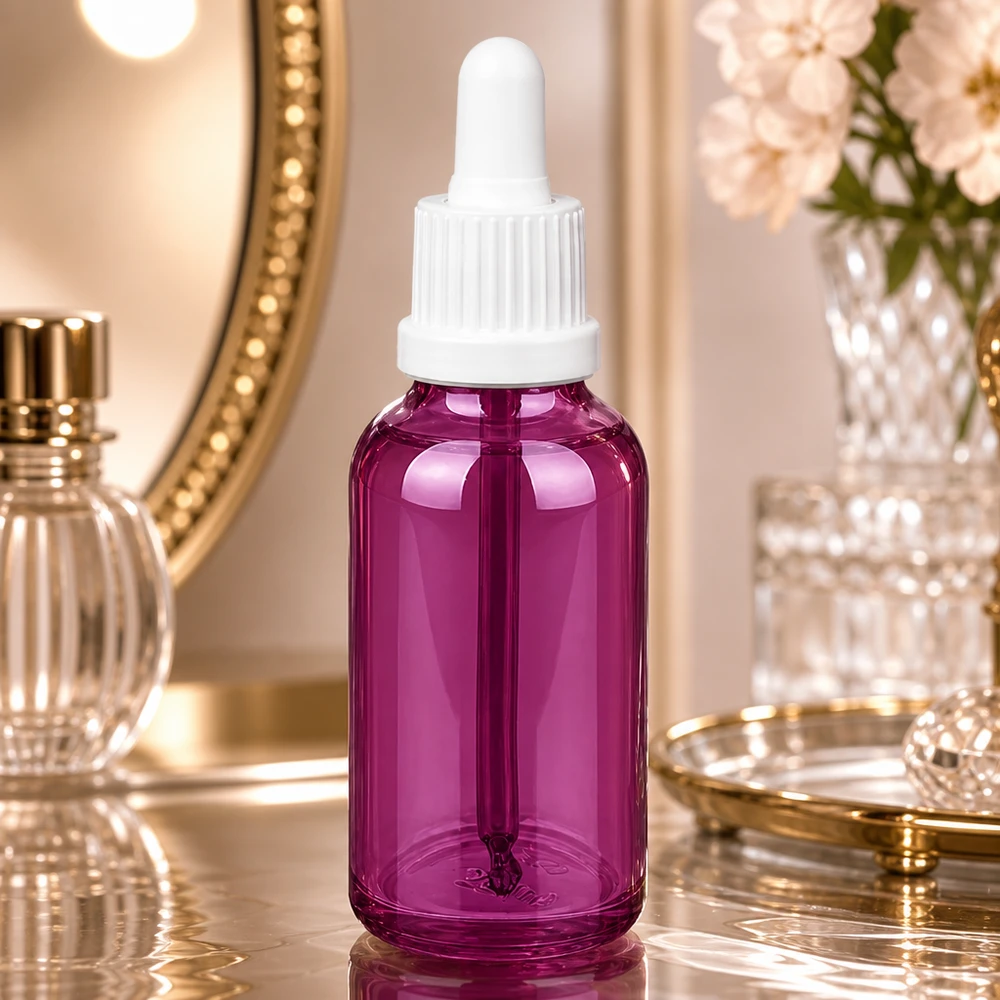 Butelka z pipetą 30 ml biała oryginalna zakrętka PurpleLine UT18/30 30 ml fioletowa butelka z pipetą wykonana z wysokiej jakości szkła o ergonomicznym kształcie ułatwiającym obsługę