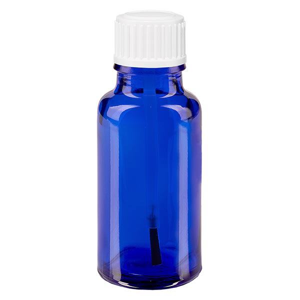 Butelka apteczna niebieska 20ml zakrętka biały pędzelek Butelka apteczna niebieska 20ml zakrętka biały pędzelek