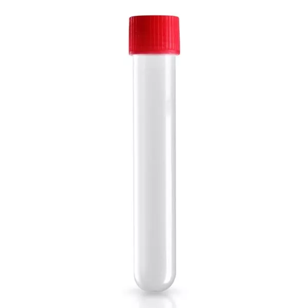 Probówki krystalicznie przezroczyste 13ml, 16x100mm z zakrętką PP czerwoną