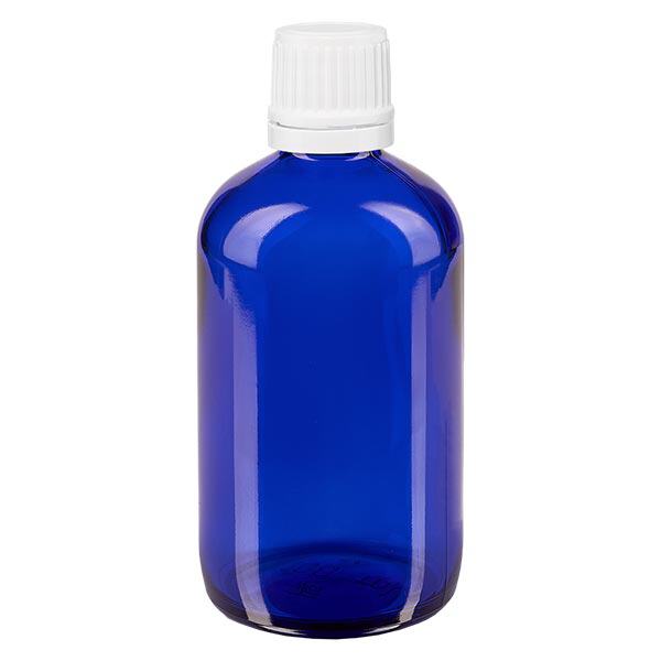 Butelka apteczna niebieska 100ml zakrętka biała OV Butelka apteczna niebieska 100ml zakrętka biała OV