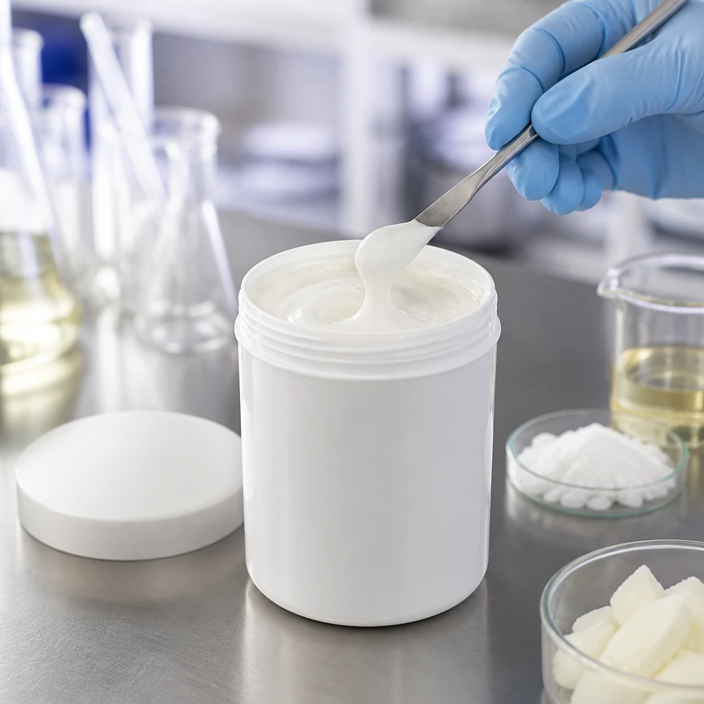 Słoiczek na maść 20g biały z białą zakrętką (PP) Biały słoiczek z PP o pojemności 20 g z zakrętką, przeznaczony do kremów i maści farmaceutycznych