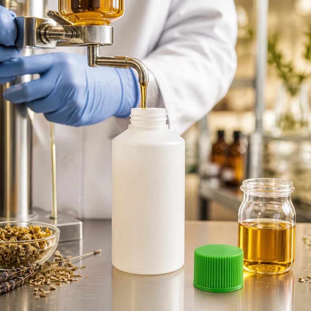 Butelka apteczna HDPE 50ml biała, z zielonym SV Butelka z HDPE o szerokiej szyjce, 50 ml, biała, z zieloną zakrętką, przeznaczona do napełniania preparatów farmaceutycznych