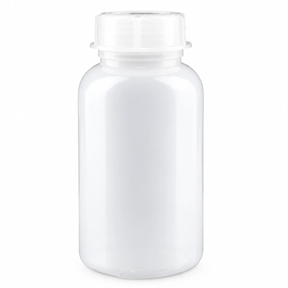 Butelka laboratoryjna 500 ml z szeroką szyjką i zakrętką 500ml Laborbehälter Weithals aus weißem Polyethylen mit dichtem Schraubverschluss für sichere Lagerung