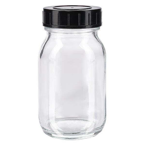 Butelka z szeroką szyjką 100 ml z przezroczystego szkła z zakrętką Butelka z szeroką szyjką 100 ml z przezroczystego szkła z zakrętką