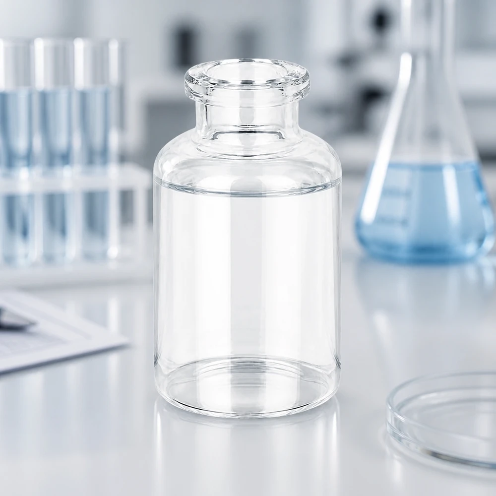 Butelka iniekcyjna z przezroczystego szkła 20 ml Hochreine Injektionsflasche 20ml Klarglas mit glatter Außenwand und engem Rollrand