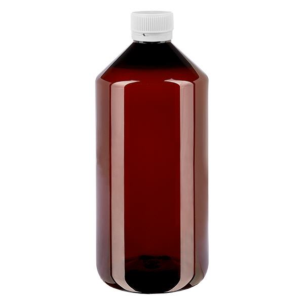 Butelka PET 1000 ml z białym karbowanym OV Butelka PET 1000 ml z białym karbowanym OV